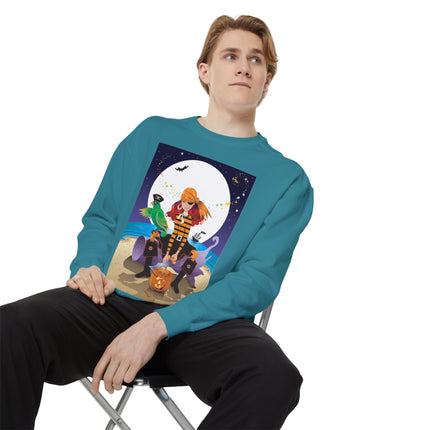 Moonlit Pirate Halloween Unisex Garment-Dyed Sweatshirt