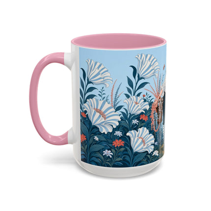 🎨💙 The Enchanted Garden Artist Colorful Mug – Art Deco Floral Whimsy