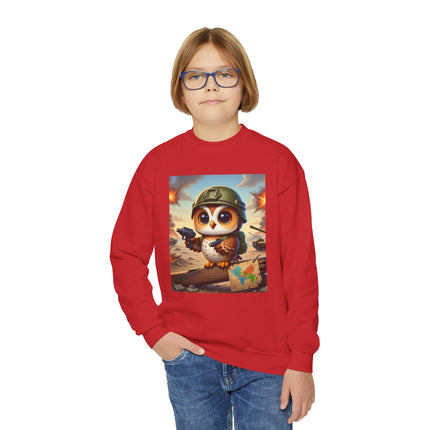 Owl on the Front Lines Youth Crewneck Sweatshirt – Courage, Wisdom & Quiet Strength