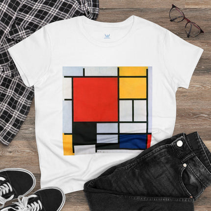 Composition with Red, Yellow, Blue, and Black by Piet Mondrian Women's Midweight Cotton Tee