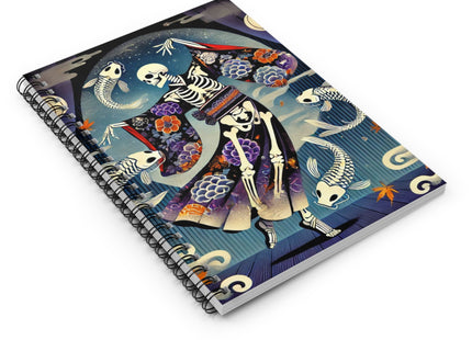 Skeleton Kabuki Performer Spiral Notebook - Ruled Line