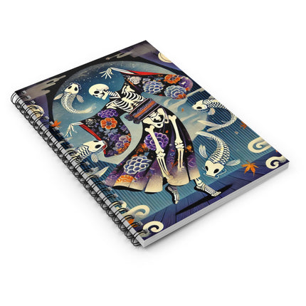 Skeleton Kabuki Performer Spiral Notebook - Ruled Line