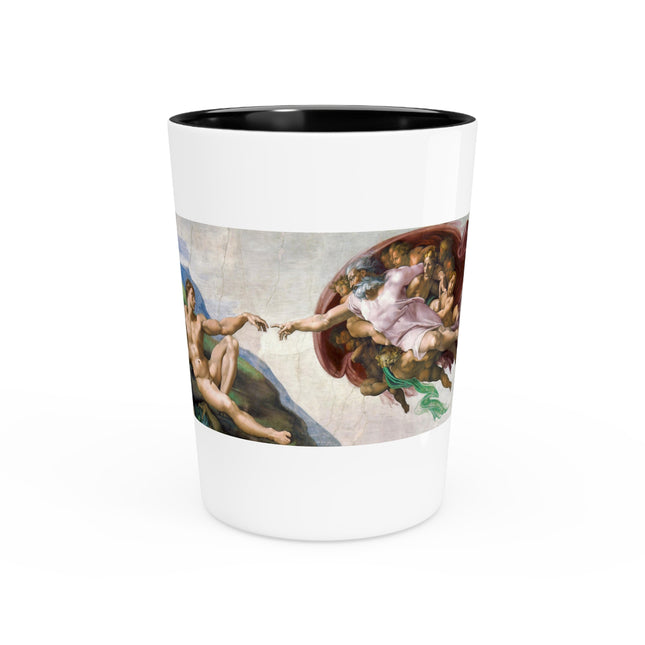 The Creation of Adam by Michelangelo Buonarroti Ceramic Shot Glass