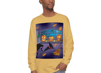 Whimsical Halloween Mischief Unisex Garment-dyed Long Sleeve T-Shirt