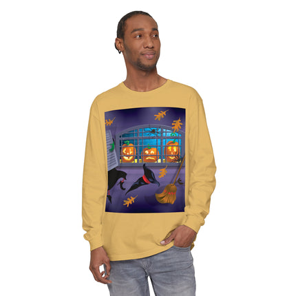 Whimsical Halloween Mischief Unisex Garment-dyed Long Sleeve T-Shirt