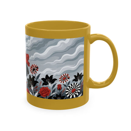 ☂️🌹 The Lady In The Windy Rose Garden Ceramic Mug – Art Deco Fashion Whimsy