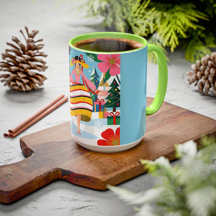 🌼🎄 The Christmas Blossom Belle Colorful Mug – Colorful Art Deco Holiday Fantasy