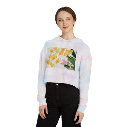 Golden Bow Orchid by Tanigami Kônan Women’s Cropped Hooded Sweatshirt