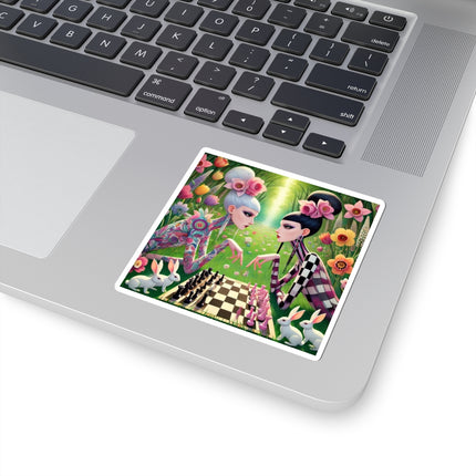 ♟️🌸 Spring Gambit: A Fairy’s Move Kiss-Cut Sticker – Whimsical Chess & Spring Magic