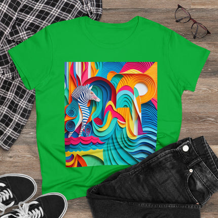 Surfing Zebra Women's Midweight Cotton Tee