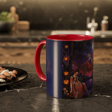 🌙🎃 Moonlit Mischief In The Pumpkin Grove Colorful Mug – Whimsical Halloween Fantasy