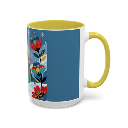 ❤️❄️ The Winter Heart Messenger Colorful Mug – Art Deco Snow Garden Fantasy