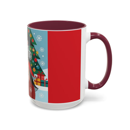 ❤️ The Lady Of The Crimson Scarf Colorful Mug – Art Deco Christmas Elegance