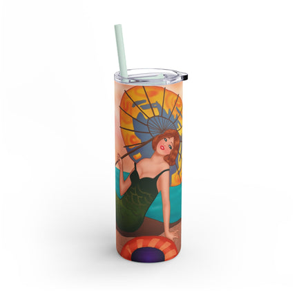 Mermaid with Parasol and Cupid by George Barbier Skinny Matte Tumbler, 20oz