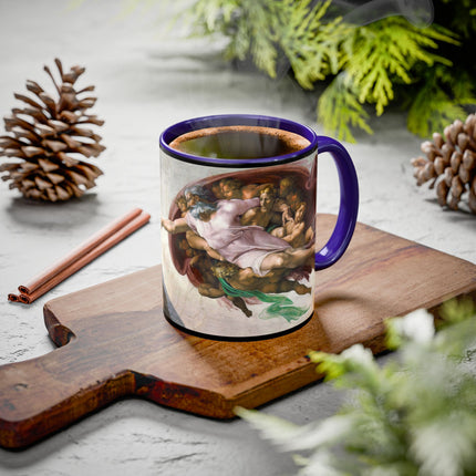 The Creation of Adam by Michelangelo Buonarroti Colorful Mugs (11oz, 15oz)