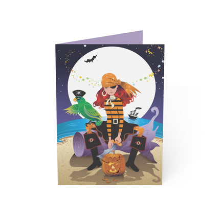 Moonlit Pirate Halloween Greeting Cards (1, 10, 30, and 50pcs)