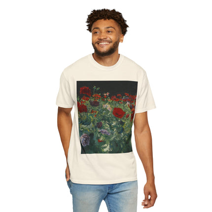 Poppies (A Study of Poppies for Carnation, Lily, Lily, Rose) by John Singer Sargent Unisex Garment-Dyed T-shirt