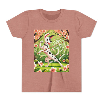 Dalmatian Dance in the Cherry Blossom Grove Youth Short Sleeve Tee