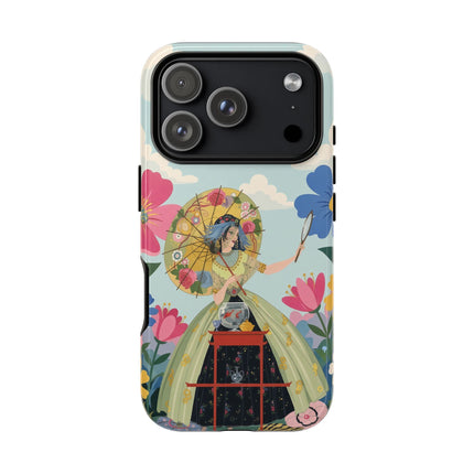 🌸🪞 The Floral Parasol Reflection Phone Case – Art Deco Garden Fantasy