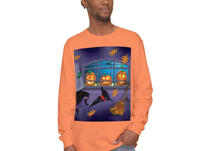 Whimsical Halloween Mischief Unisex Garment-dyed Long Sleeve T-Shirt