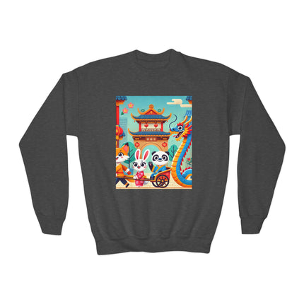 Lantern Street Dragon Parade Youth Crewneck Sweatshirt – Festive Energy, Culture & Playful Adventure