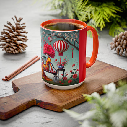Reading in a Painted Garden Colorful Mugs (11oz, 15oz)
