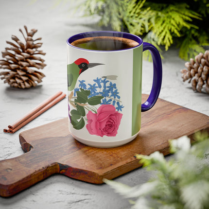 Woodpecker & Rose Colorful Mugs – Vibrant Spring & Bold Beauty