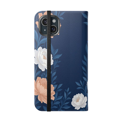 🌙🌸 The Lady Of The Moonlit Flowers Flip Case – Art Deco Floral Reverie
