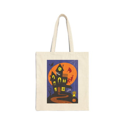 Halloween Night at the Haunted House Cotton Canvas Tote Bag