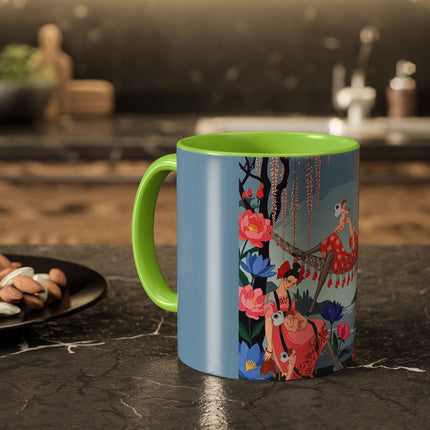 The Ladies Of The Enchanted Hammock Colorful Mugs – Art Deco Whimsical Garden Elegance