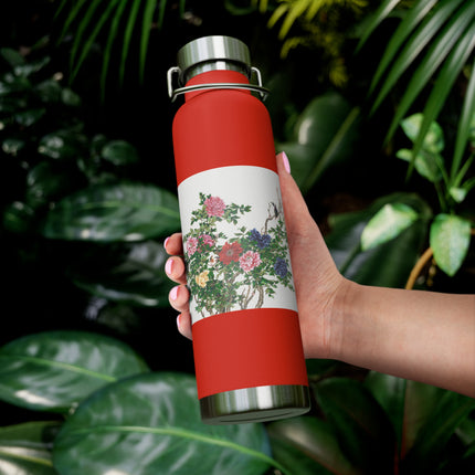 Peonies and Birds by Okamoto Shuki Copper Vacuum Insulated Bottle, 22oz