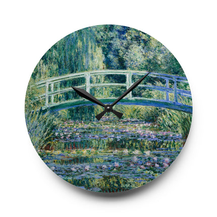 Water Lilies and Japanese Bridge by Claude Monet Acrylic Wall Clock, Round and Square