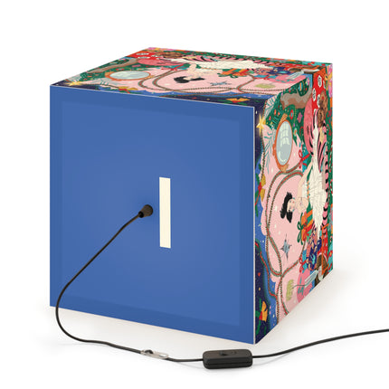🎀🎄 Christmas Morning In The Rose Parlor Light Cube Lamp – Art Deco Holiday Fantasy
