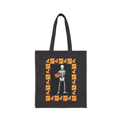 Candy Corn Skeleton Cotton Canvas Tote Bag