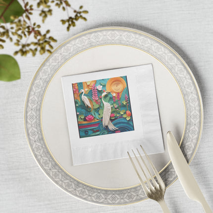 Elegant Egret Oasis White Coined Napkins