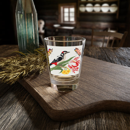 Woodpecker & Tulip Shot Glass – Vibrant Spring & Bold Beauty