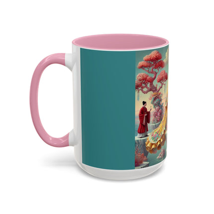 Cherry Blossom Courtesans & Crimson Crab Colorful Mug – Imperial Elegance & Playful Charm