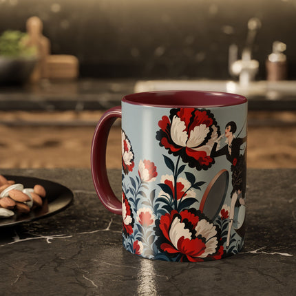 ❤️🌺 The Scarlet Blossom Dancer Colorful Mug – Art Deco Fashion Whimsy
