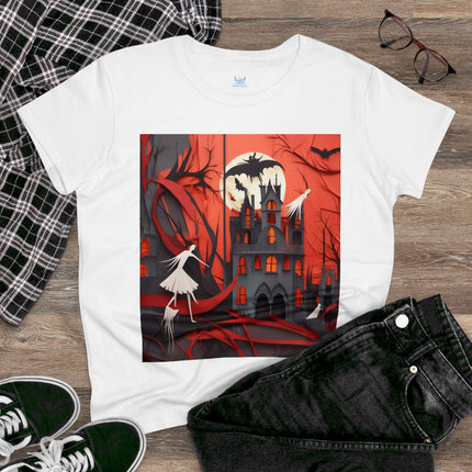 Halloween Night Scene Women's Midweight Cotton Tee