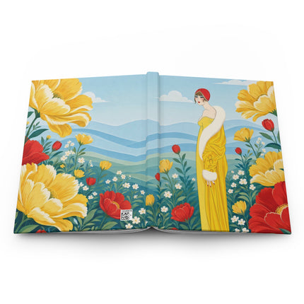 🌼💛 The Golden Garden Promenade Hardcover Journal – Art Deco Floral Elegance