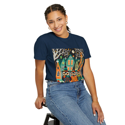 Night of the Trick-or-Treating Owlets Unisex Garment-Dyed T-shirt