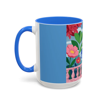 The Lady Of The Blossoming Terrace Colorful Mugs – Art Deco Floral Garden Elegance