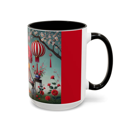 Reading in a Painted Garden Colorful Mugs (11oz, 15oz)