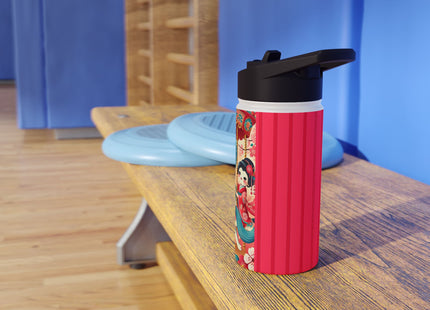 Geisha Kitten's Enchanted Carousel Ride Stainless Steel Water Bottle, Standard Lid