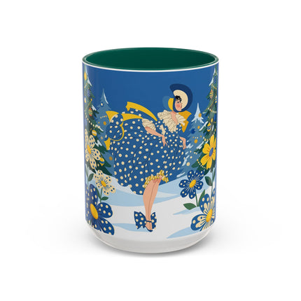 💙🌼 The Bluebell Christmas Promenade Colorful Mug – Art Deco Holiday Fantasy