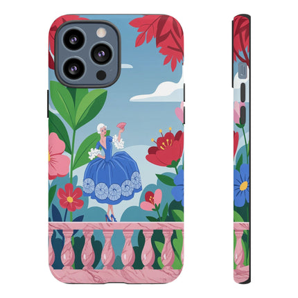 🌺🪭 The Lady Of The Grand Flower Terrace Phone Case – Art Deco Garden Elegance