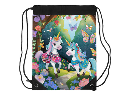 Baby Unicorns and Fluttering Butterflies Drawstring Bag