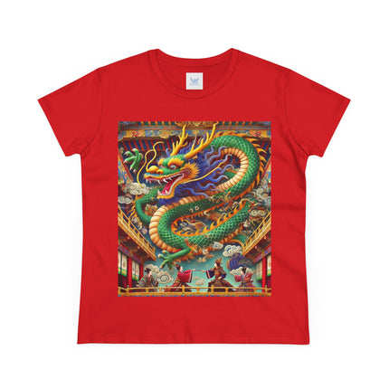 Tibetan Dragon Over Kabuki Duel Cotton Tee