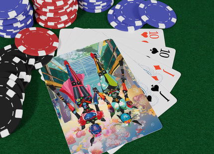 Cyber Punk Robot Models Playing Cards