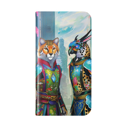 🐆🦜 Cybernetic Duets Flip Case – Neon Elegance & Digital Harmony
